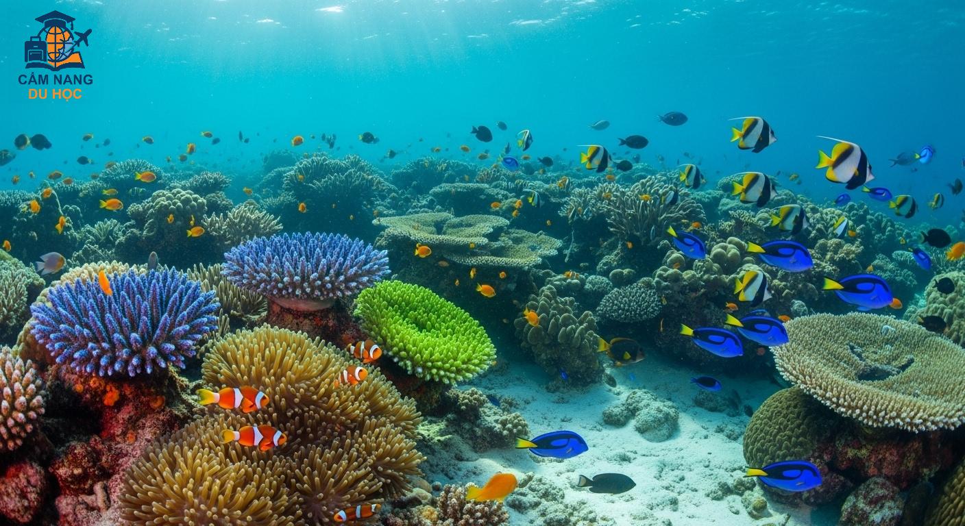 Du khách lặn biển khám phá vẻ đẹp của Rạn san hô Great Barrier.