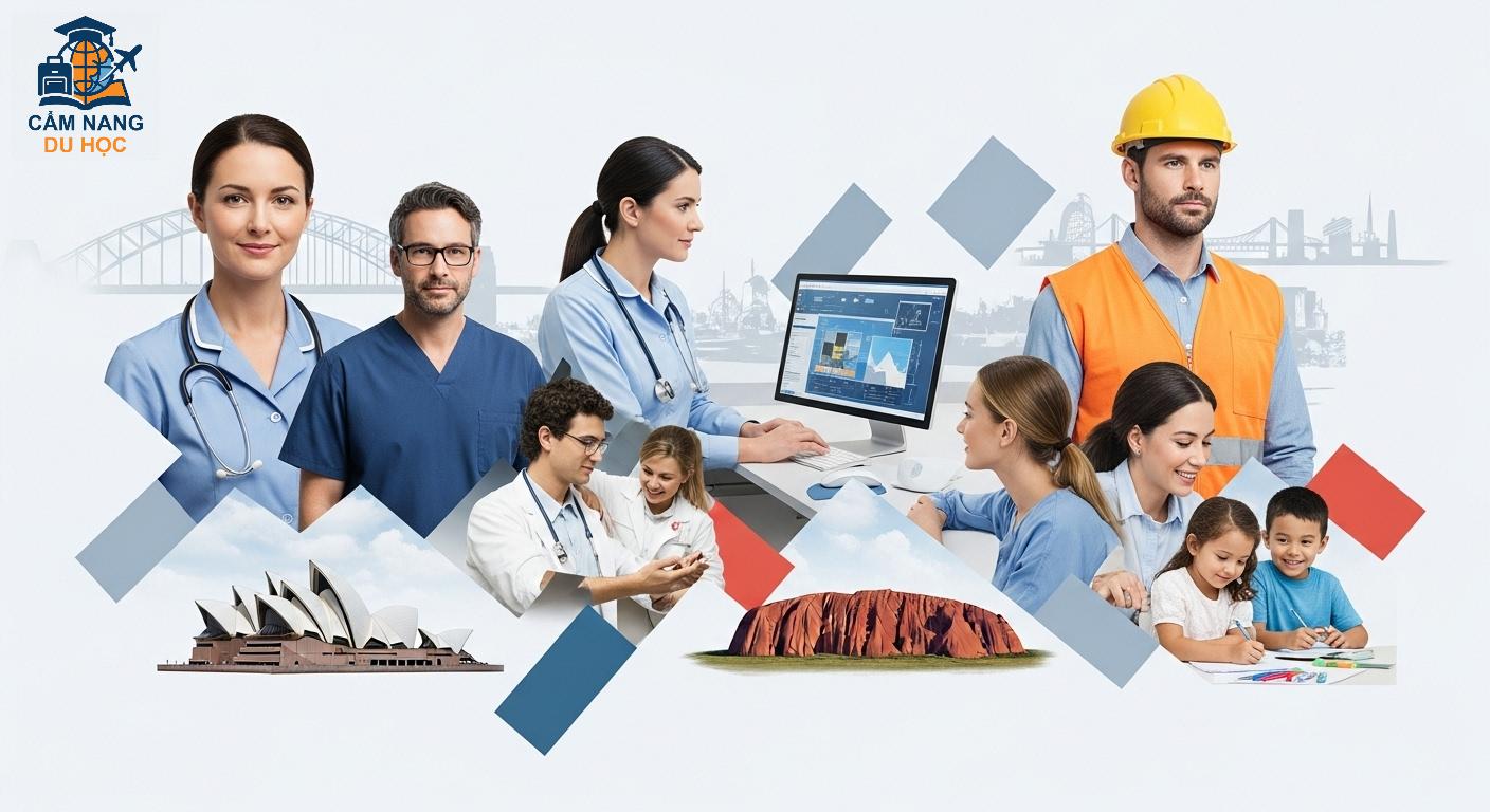 Tổng quan các ngành nghề ưu tiên định cư Úc: y tế, IT, kỹ thuật, giáo dục.