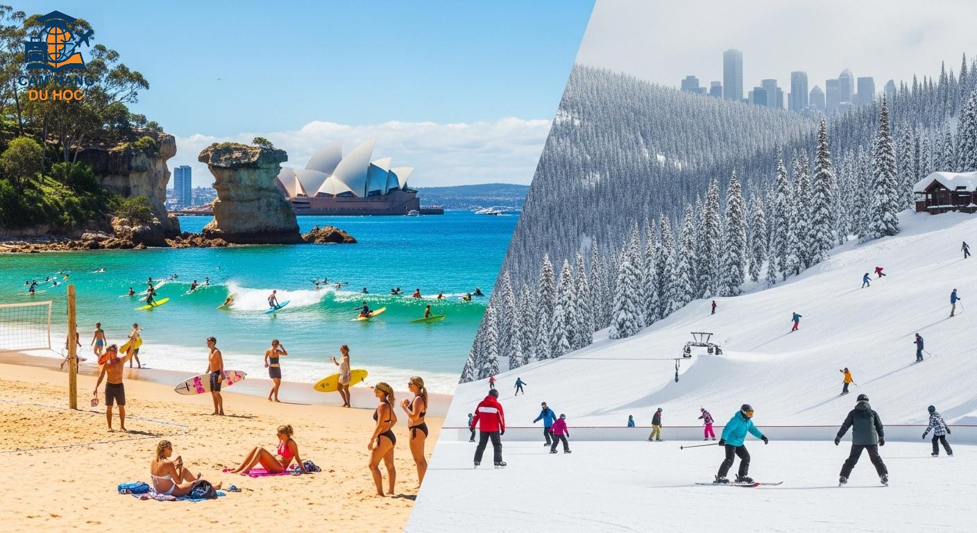 Hình ảnh so sánh tổng quan cuộc sống và phong cảnh Úc và Canada