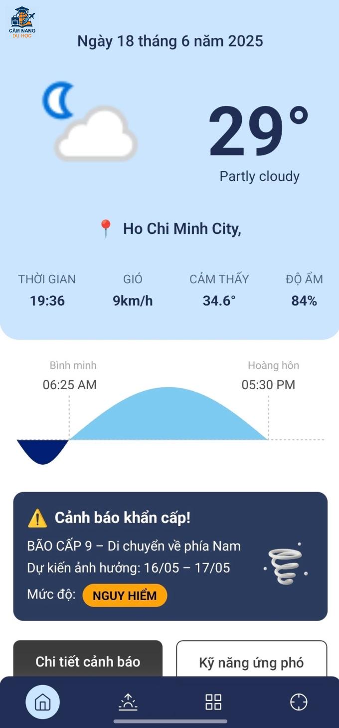 Giao diện phần mềm cảnh báo bão lũ của Quang Thắng. Ảnh: Nhân vật cung cấp